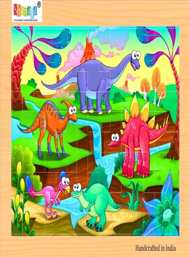 SHANAYA Durable Wooden Jigsaw Tetris Puzzles for Kids - 2 Sided Puzzles - 72 Pieces Colourful Wooden Puzzles for Children (Baby Dinosaurs + Adult Dinosaurs)(Wooden Puzzle) - Image 3